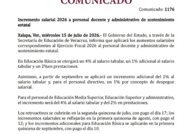 Aumento salarial a docentes y administrativos de la SEV