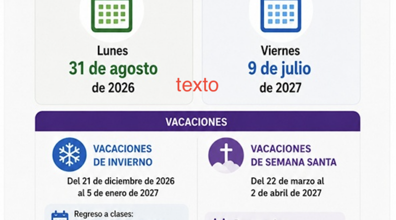 SEP publica calendario escolar 2026-2027