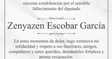 Rocío Nahle lamenta fallecimiento del diputado federal Zenyazen Escobar García