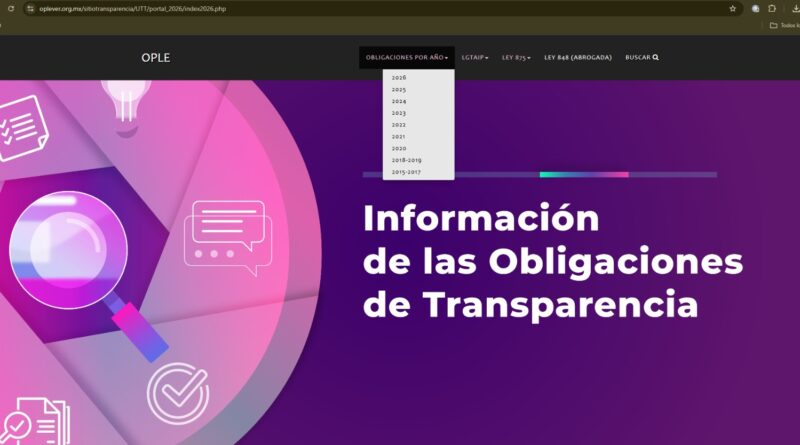 Portal de transparencia del OPLE Veracruz funcionando correctamente y a disposición de la ciudadanía